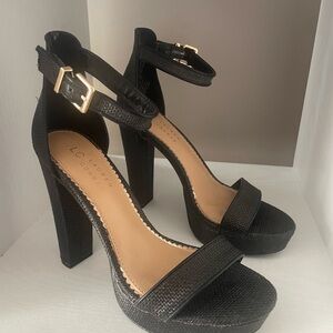 LC Lauren Conrad Black Block Heel Sandals